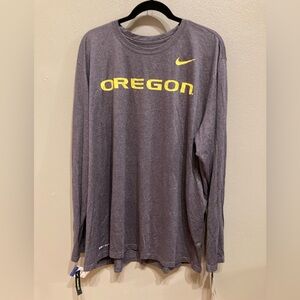 NWT University of Oregon Ducks Nike Gray Long Sleeve Dri-Fit Shirt 3XL